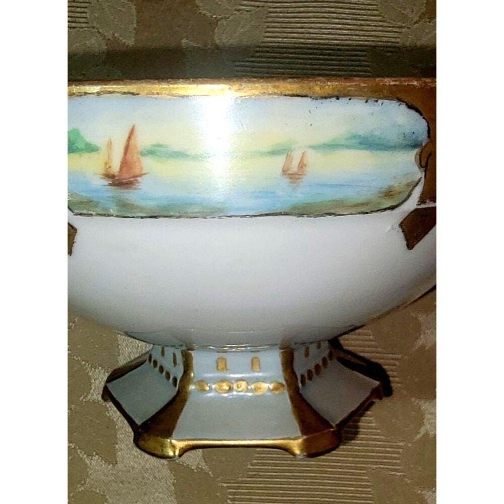 Antique Moritz Zdekauer MZ Altrohlau, Austria Fine Porcelain Pedestal Bowl artsy - Picture 13 of 16